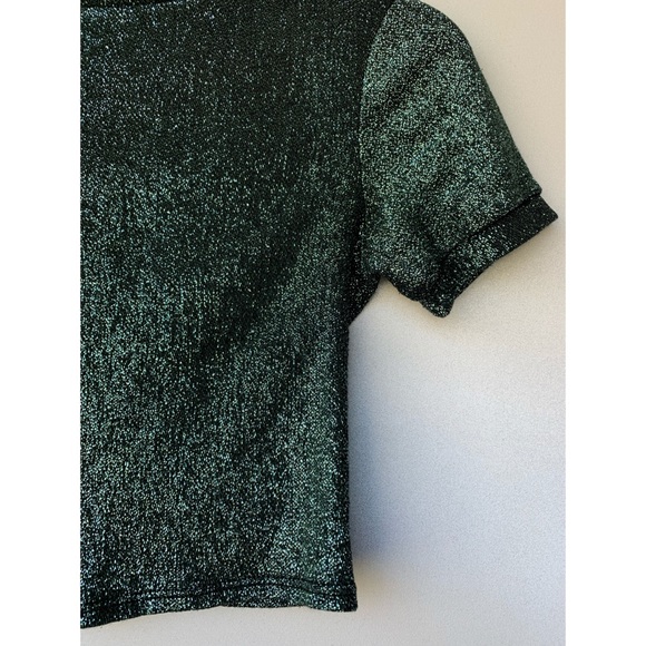 COPY - Size 4, TOPSHOP, shimmery green and black crop top - Picture 4 of 12